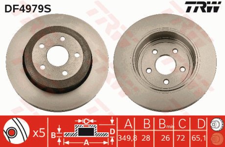 Tarcza hamulcowa TRW DF4979S 5290731AA