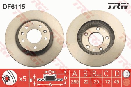 Tarcza hamulcowa TRW DF6115 N12Y3325XA