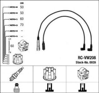 Przewody wysokiego napięcia komplet NGK RC-VW208 939