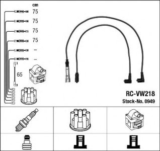 Przewody wysokiego napięcia komplet NGK RC-VW218 RCVW218