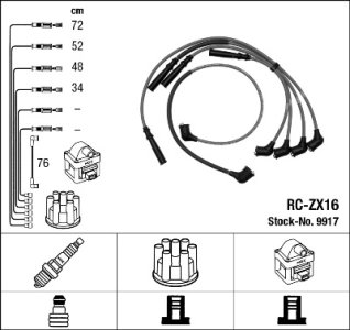 Przewody wysokiego napięcia komplet NGK RC-ZX16 8BGA18140