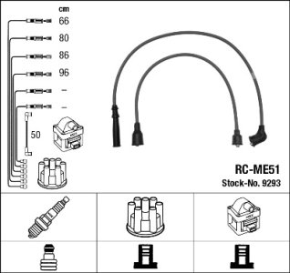 Przewody wysokiego napięcia komplet NGK RC-ME51 MD023742