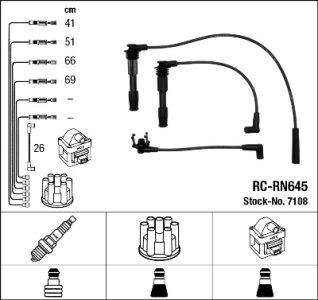 Przewody wysokiego napięcia komplet NGK RC-RN645 RB14