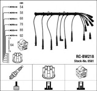 Przewody wysokiego napięcia komplet NGK RC-BW218 1720529