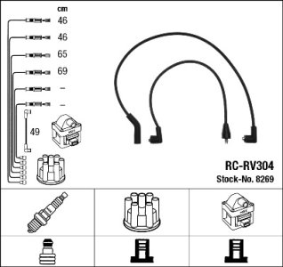 Przewody wysokiego napięcia komplet NGK RC-RV304 GHT263