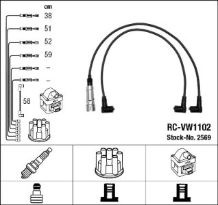 Przewody wysokiego napięcia komplet NGK RC-VW1102 