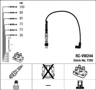 Przewody wysokiego napięcia komplet NGK RC-VW244 RCVW244