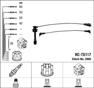 Przewody wysokiego napięcia komplet NGK RC-TX117 