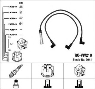 Przewody wysokiego napięcia komplet NGK RC-VW210 RCVW210