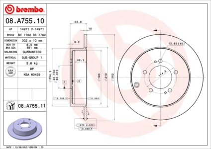 Tarcza hamulcowa BREMBO 08.A755.11 4615A035