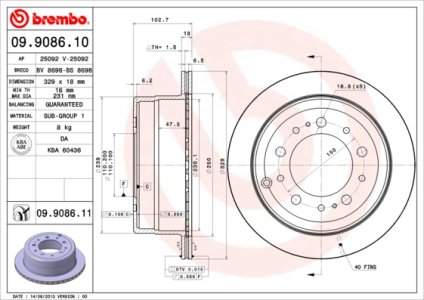 Tarcza hamulcowa BREMBO 09.9086.11 4243160221