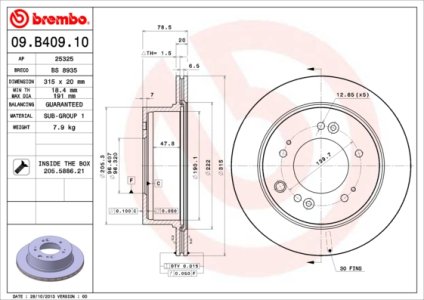 Tarcza hamulcowa BREMBO 09B40910 584113E500