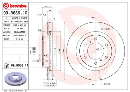 Tarcza hamulcowa BREMBO 09.B636.11 4615A038