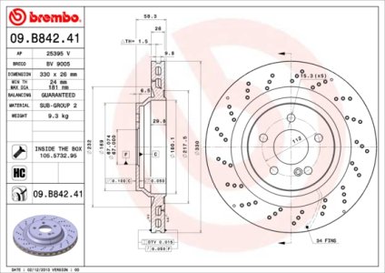 Tarcza hamulcowa BREMBO 09.B842.41 2304230912