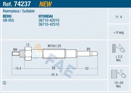 Świeca żarowa FAE 74237 3671042000