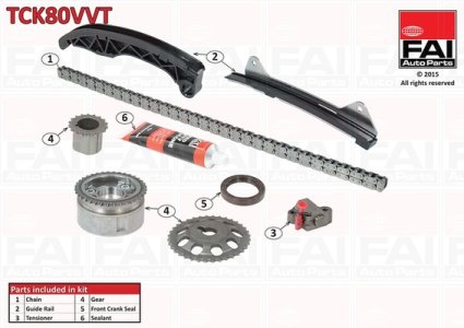 Zestaw łańcucha rozrządu FAI AutoParts TCK80VVT 0816K3