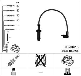 Przewody wysokiego napięcia komplet NGK 7285 RCCT615