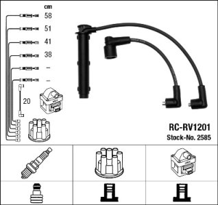 Przewody wysokiego napięcia komplet NGK 2585 RCRV1201