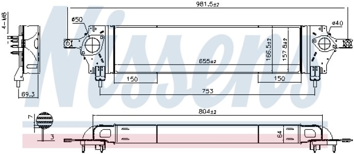 Intercooler NISSENS 96580 14461BB30A