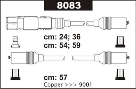 Przewody wysokiego napięcia komplet SENTECH 8083 