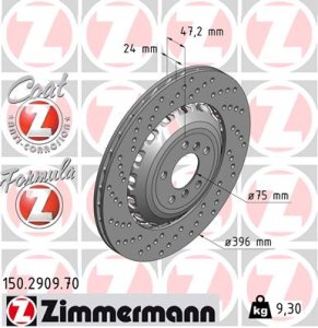 Tarcza hamulcowa ZIMMERMANN 150.2909.70 34212284103