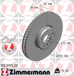 Tarcza hamulcowa ZIMMERMANN 150.2915.20 34116783778