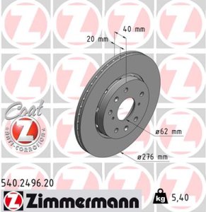 Tarcza hamulcowa ZIMMERMANN 540.2496.20 5531157K00