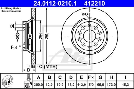 Tarcza hamulcowa ATE 24.0112-0210 3Q0615601 TYŁ