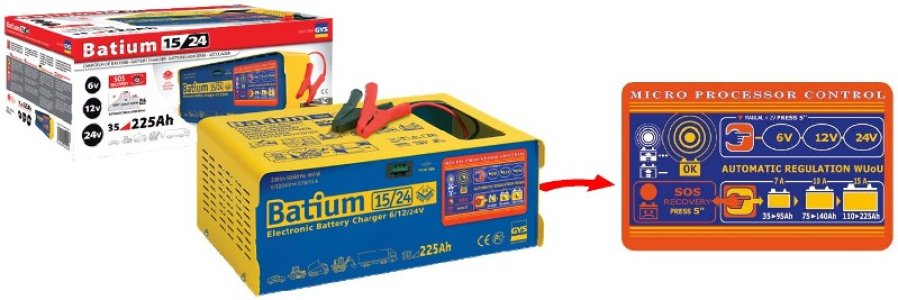 PROSTOWNIK Z MIKROPROCESOREM BATIUM 15-24 GYS 024526 Prostownik