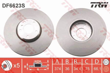 Tarcza hamulcowa TRW DF6623S 34116789544