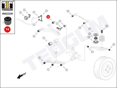 Silentblok drążka poprzecznego TEDGUM 00022239 60682636