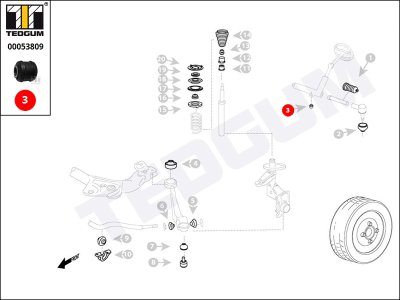 Silentblok drążka kierowniczego TEDGUM 00053809 431419809