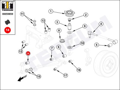 Silentblok wahacza TEDGUM 00059859 443511277B