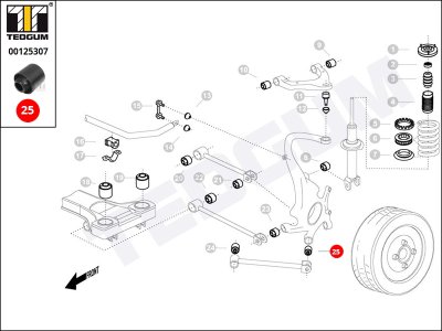 Silentblok drążka tylnego TEDGUM 00125307 