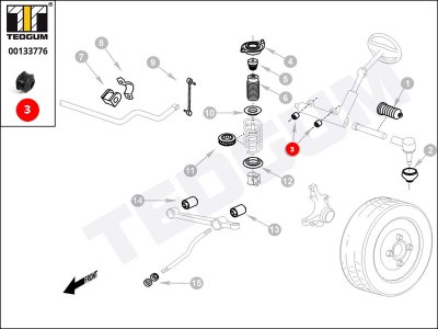 Silentblok drążka kierowniczego TEDGUM 00133776 