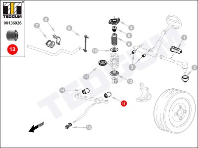 Silentblok drążka reakcyjnego TEDGUM 00136926 