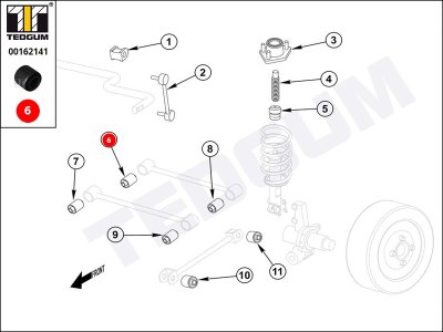 Silentblok drążka poprzecznego TEDGUM 00162141 96308618