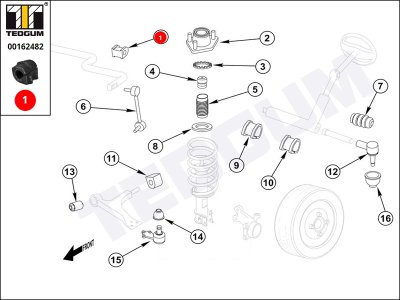 Poduszka stabilizatora TEDGUM 00162482 96213439