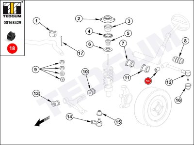 Silentblok drążka kierowniczego TEDGUM 00163429 90095333