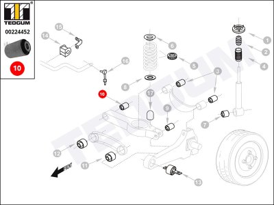 Silentblok drążka poprzecznego TEDGUM 00224452 FT1019