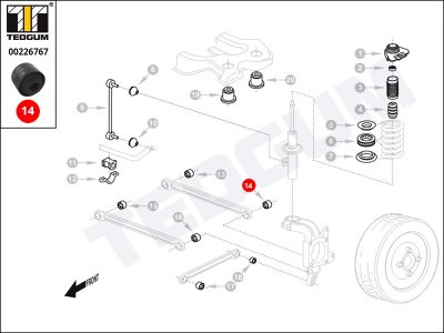 Silentblok drążka poprzecznego TEDGUM 00226767 1117857