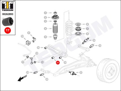 Silentblok drążka poprzecznego TEDGUM 00262893 52622SH3010