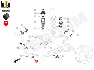 Silentblok drążka poprzecznego TEDGUM 00262897 52343SH3004