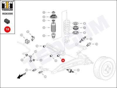 Silentblok drążka poprzecznego TEDGUM 00263300 52365SK7A02
