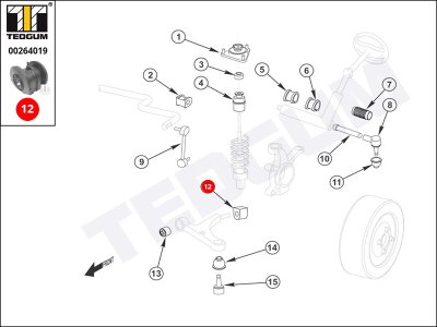 Silentblok wahacza TEDGUM 00264019 51350S2HG02