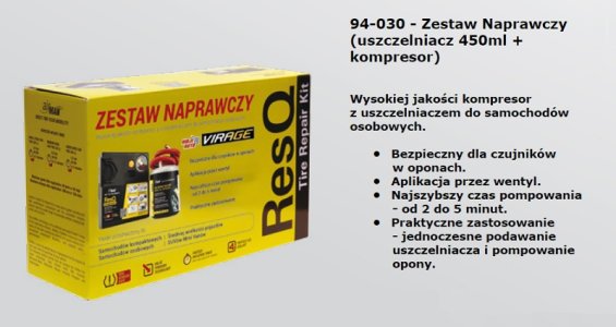 ZESTAW NAPRAWCZY KOŁA USZCZELNIACZ + KOMPRESOR