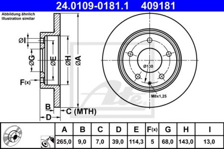 Tarcza hamulcowa ATE 24.0109-0181 B45G26251A