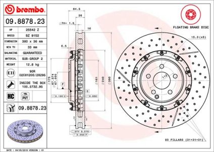 Tarcza hamulcowa BREMBO 09.8878.23 2304210912