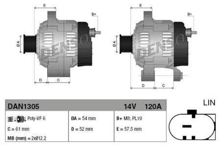 Alternator DENSO DAN1305 3140062M00