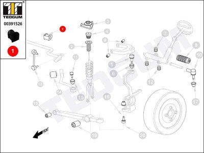 MAZDA - GUMA STABILIZATORA TEDGUM 00391526 GJ6A34156 PRZEDNIEGO 